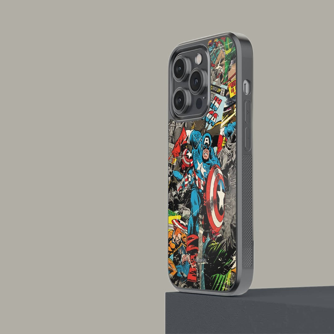 Comic Captain America Glass iPhone Case for iPhone 14 Pro | Macmerise