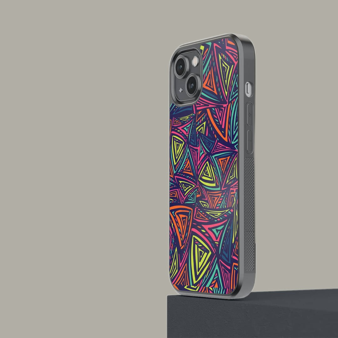 Neon Angles Glass iPhone Case for iPhone 14 | Macmerise