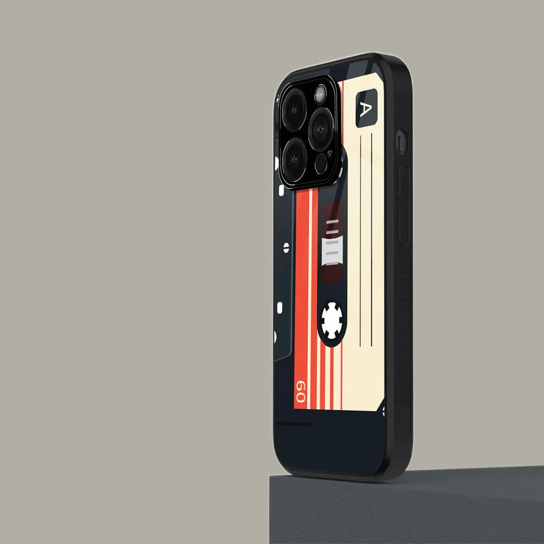Cassette Black Glass iPhone Case for iPhone 15 Pro | Macmerise
