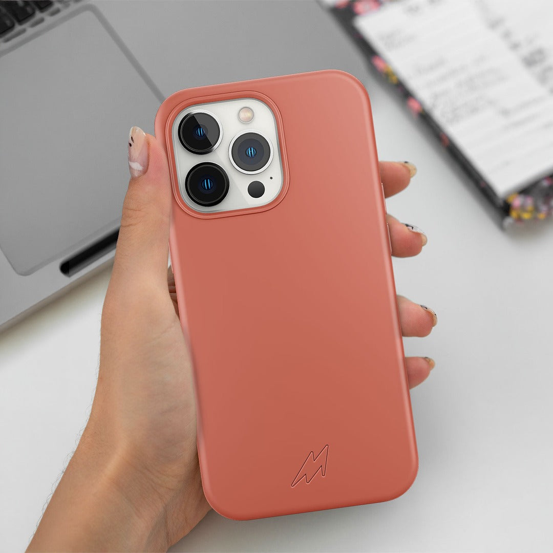Basics iPhone 13 Pro Max Silicone Case Orange - front view | Macmerise