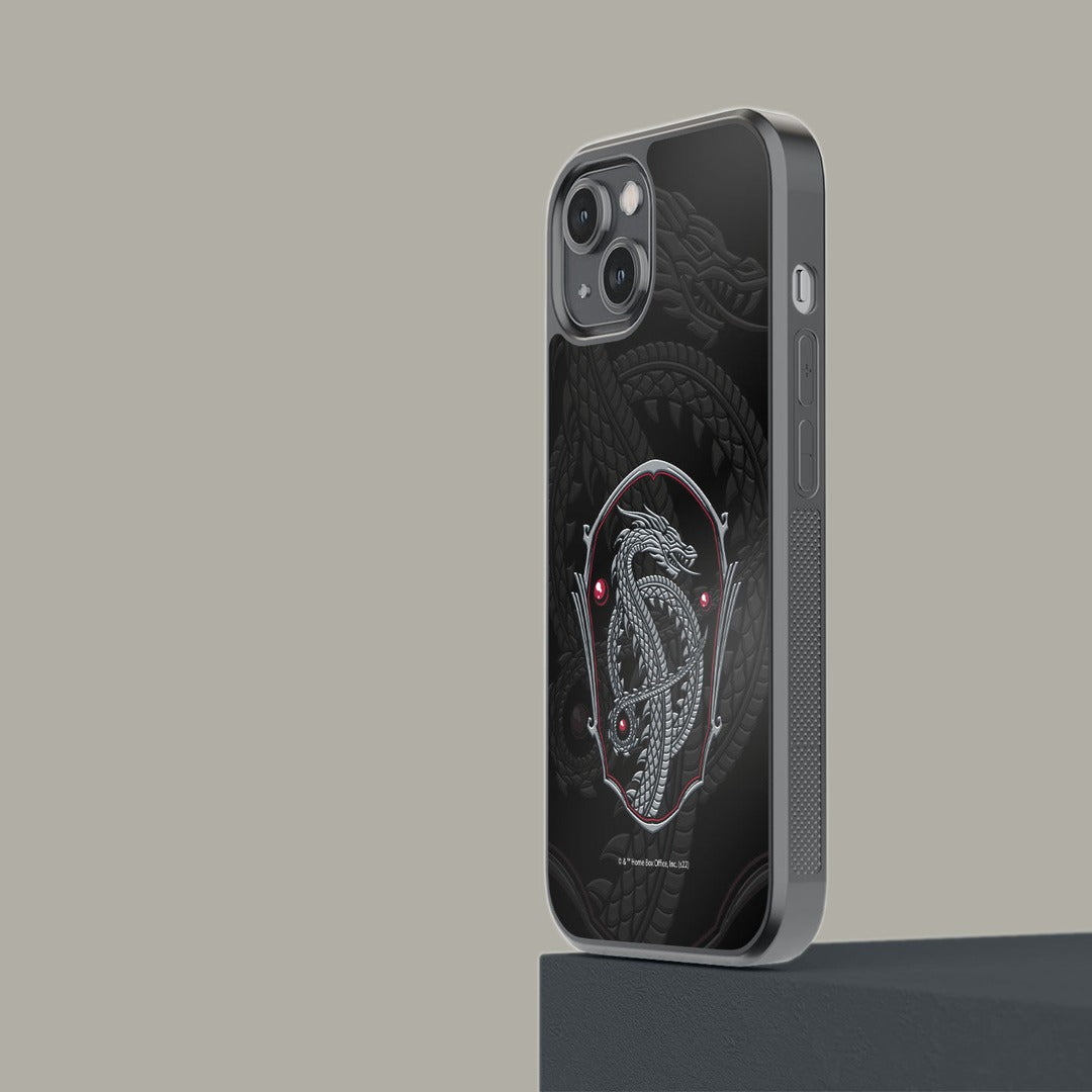 Silver Dragon Crest Glass iPhone Case for iPhone 14 | Macmerise