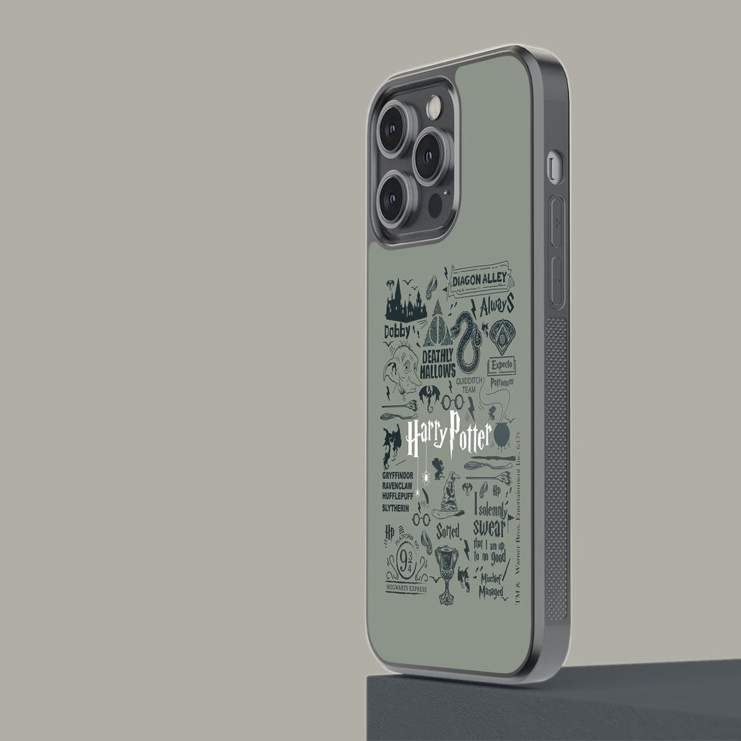 Harry Potter Infographic Grey Glass iPhone Case for iPhone 14 Pro Max | Macmerise