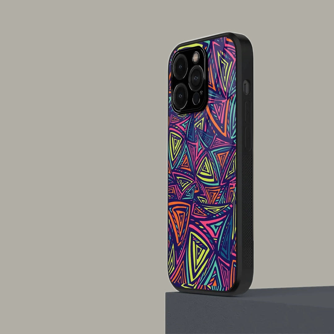 Neon Angles Glass iPhone Case for iPhone 15 Pro Max | Macmerise