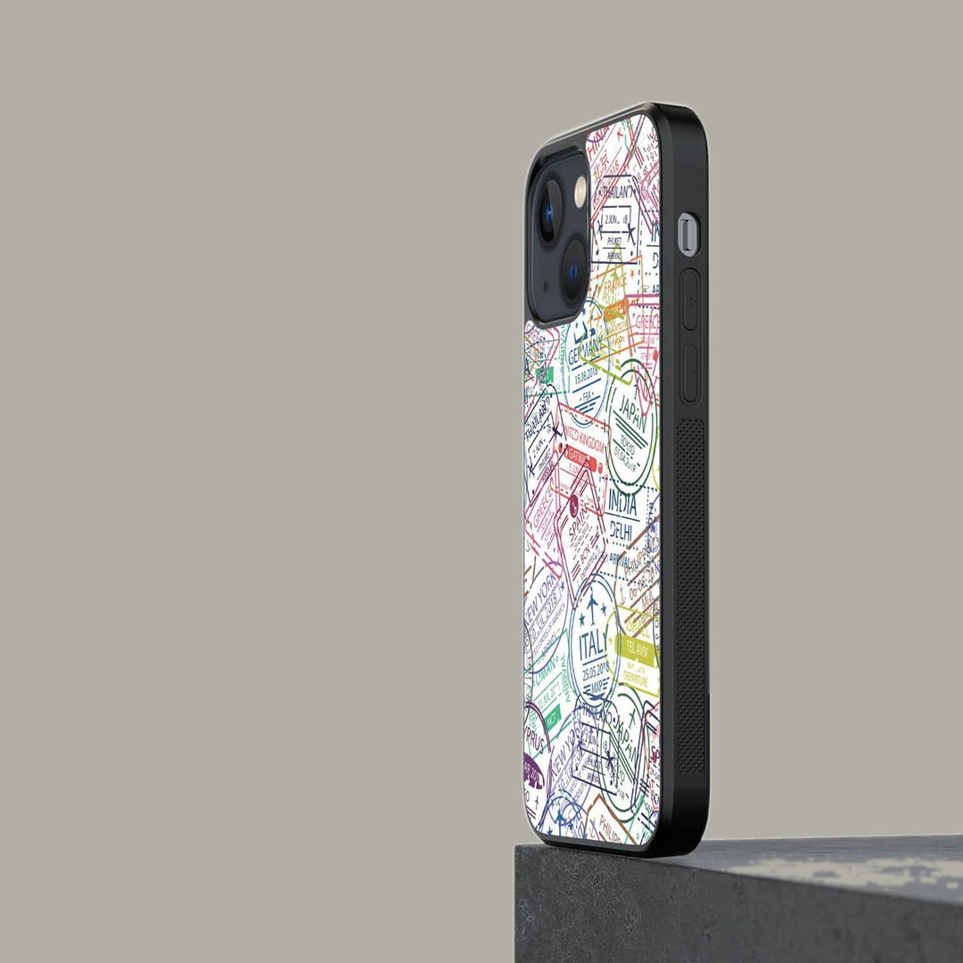 Immigration Stamps iPhone 13 Mini Cover White - detail view | Macmerise