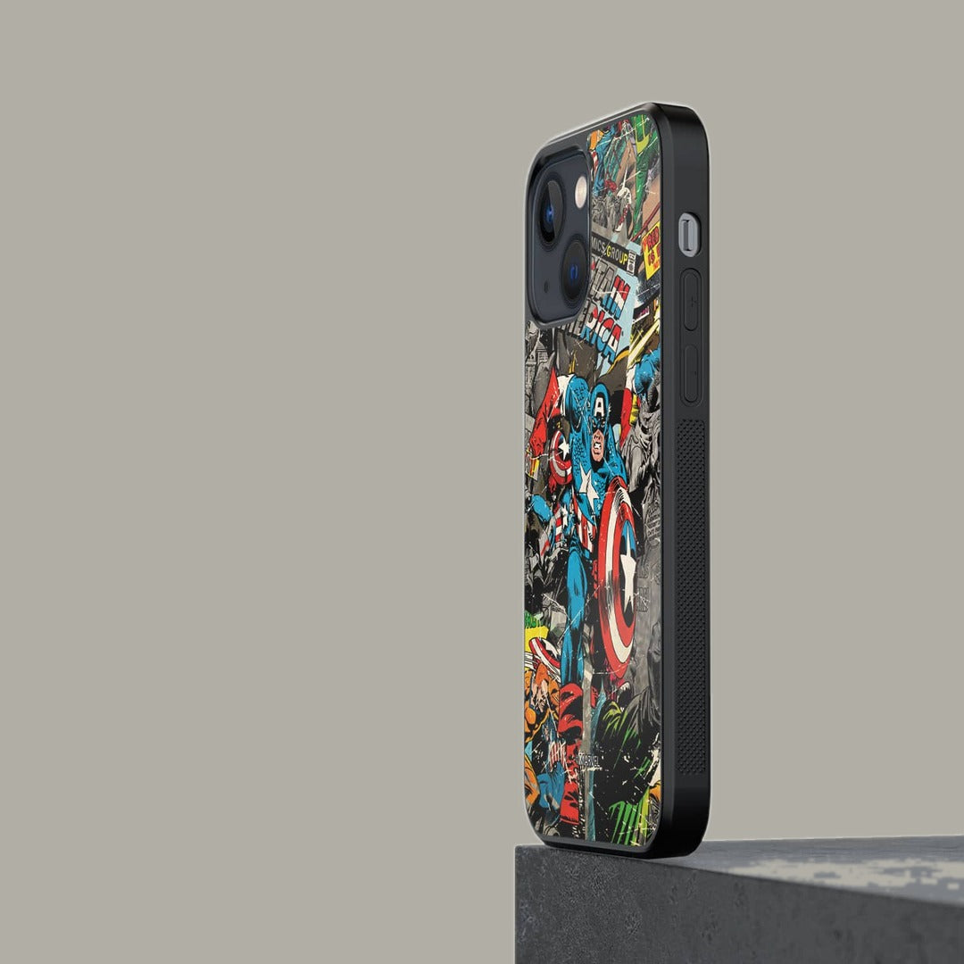 Comic Captain America Glass iPhone Case for iPhone 13 Mini | Macmerise