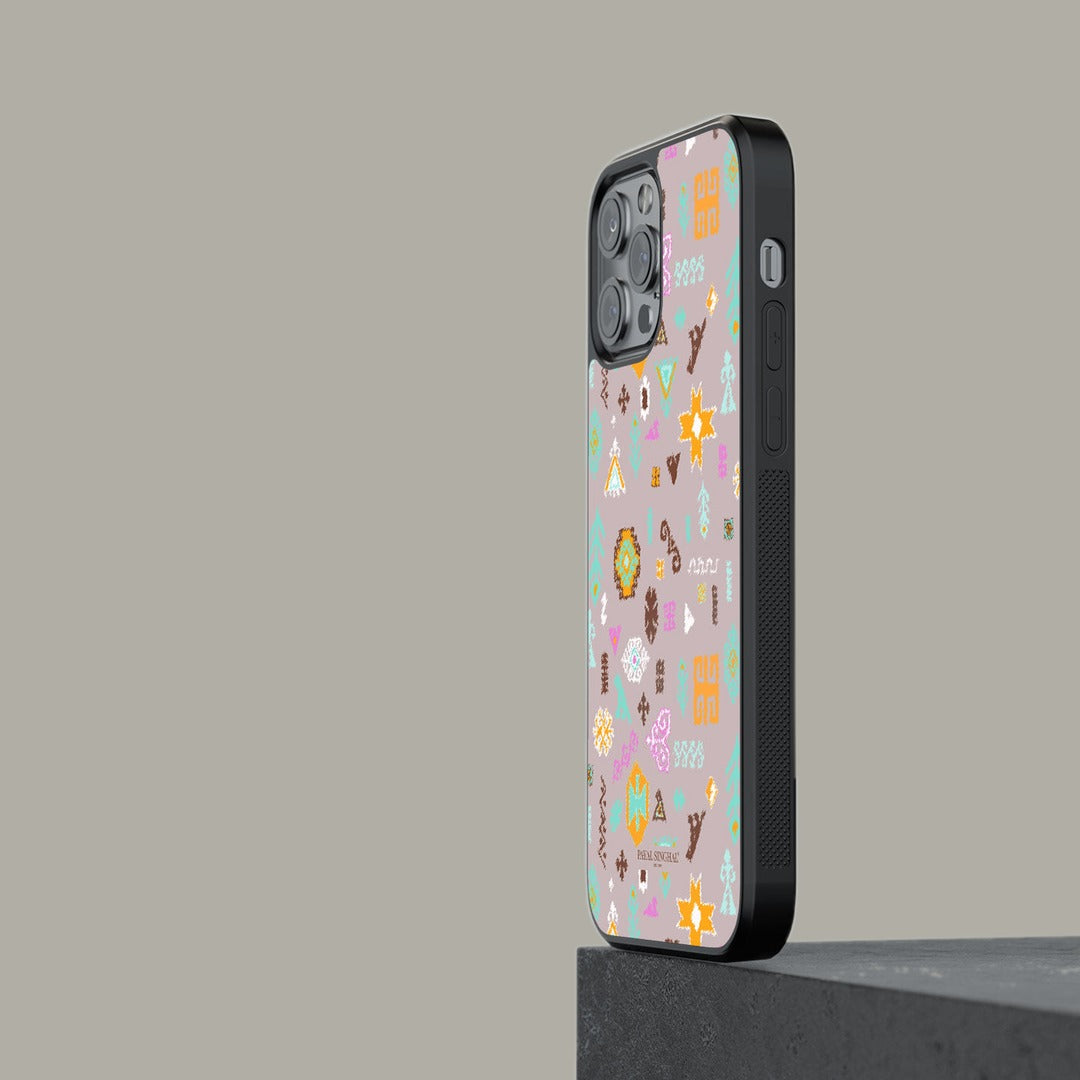 Payal Singhal Bandhani Kilim Lavender Orange Glass iPhone Case for iPhone 13 Pro Max | Macmerise