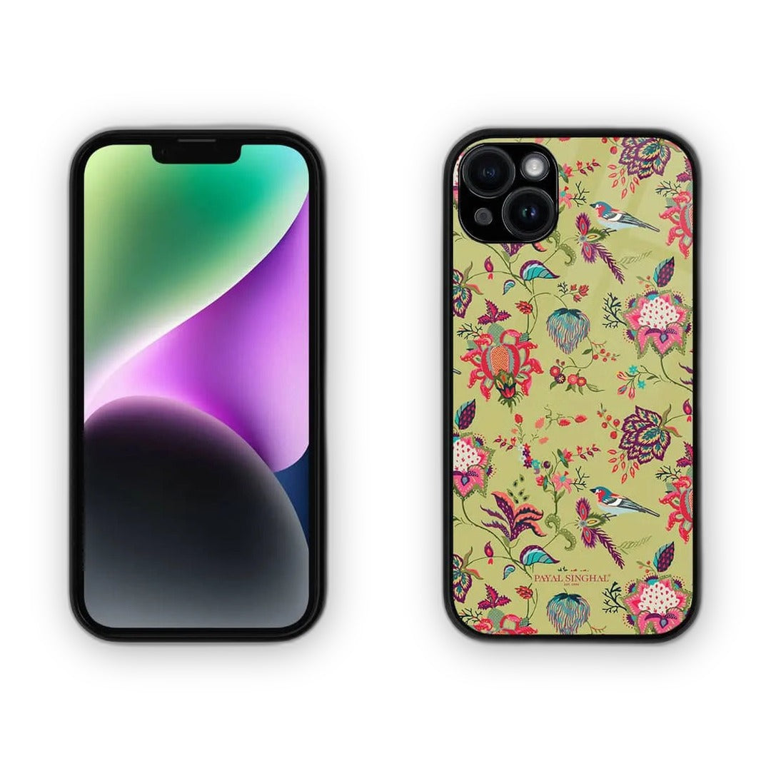 Payal Singhal Chidiya Olive Glass iPhone Case for iPhone 14 Plus | Macmerise