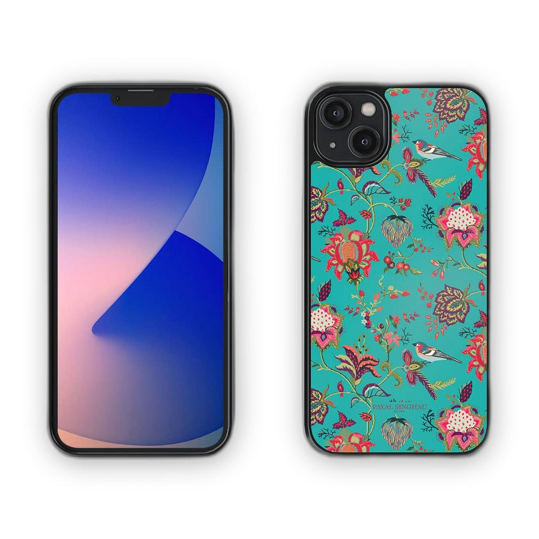 Payal Singhal Chidiya iPhone 14 Plus Cover Teal - detail view | Macmerise