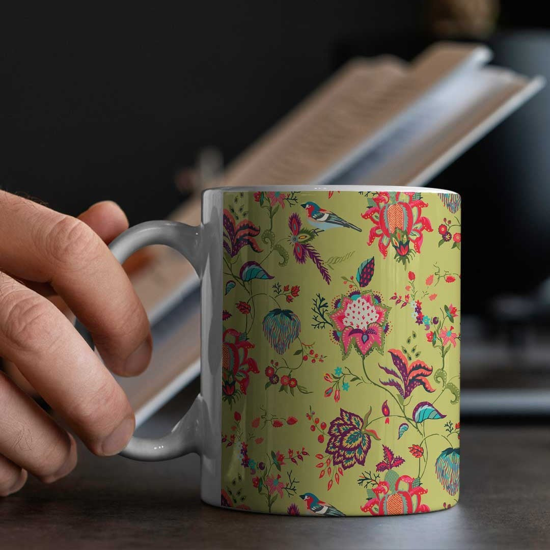 Payal Singhal Chidiya Coffee Mug Olive - detail view | Macmerise