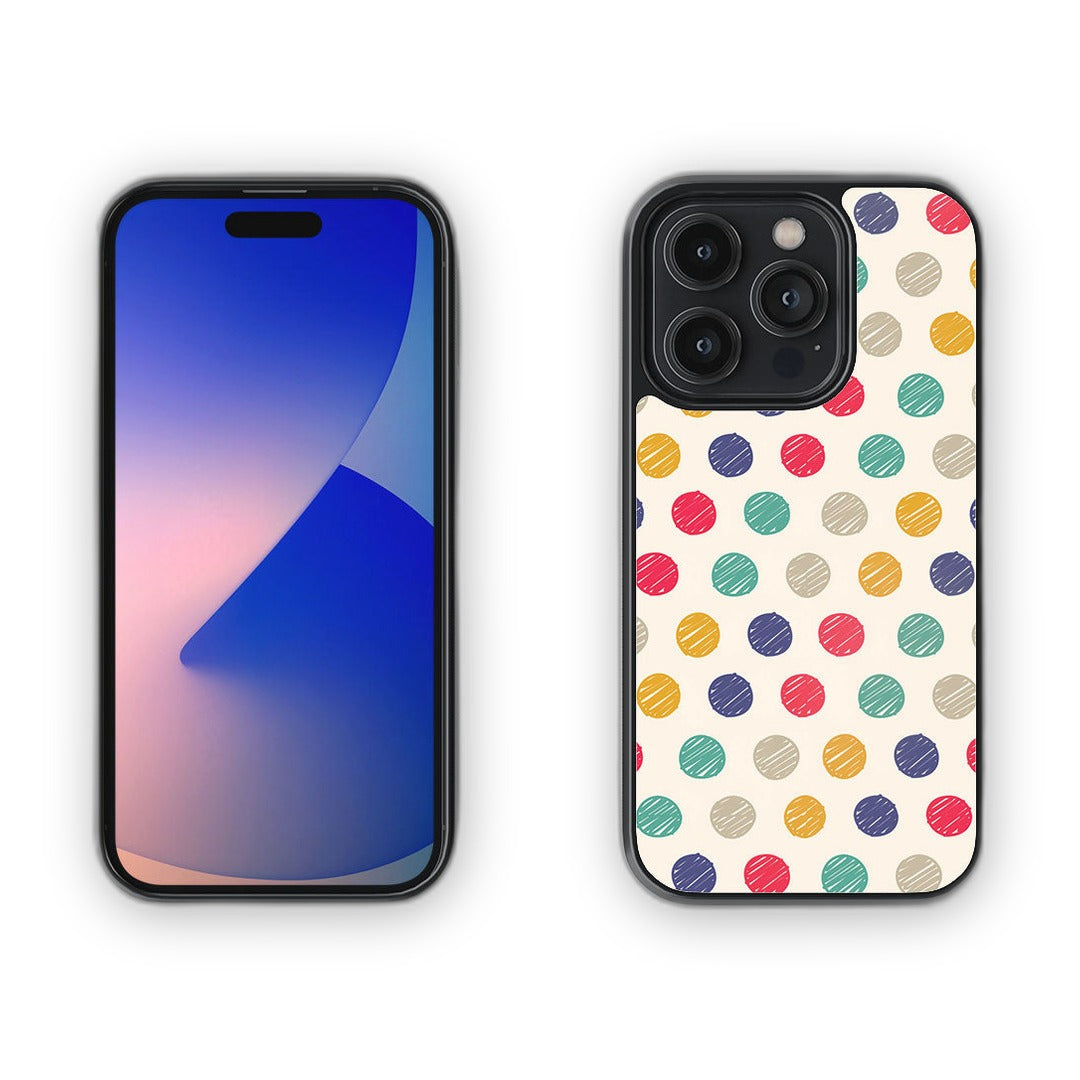 Polka Dot Scribbles Glass iPhone Case for iPhone 14 Pro | Macmerise