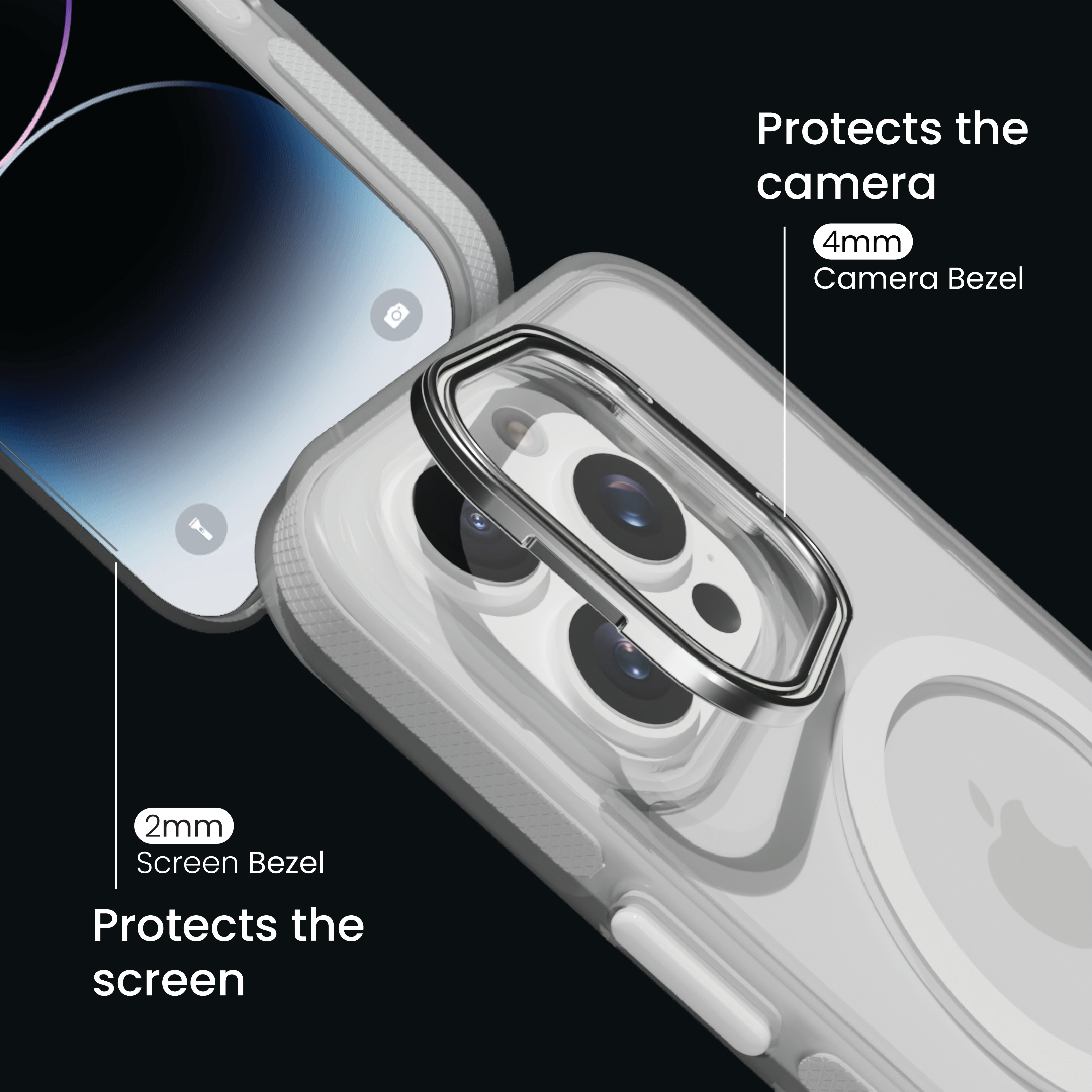 Basics - iPhone 15 Pro Cover - Clear Kickstand