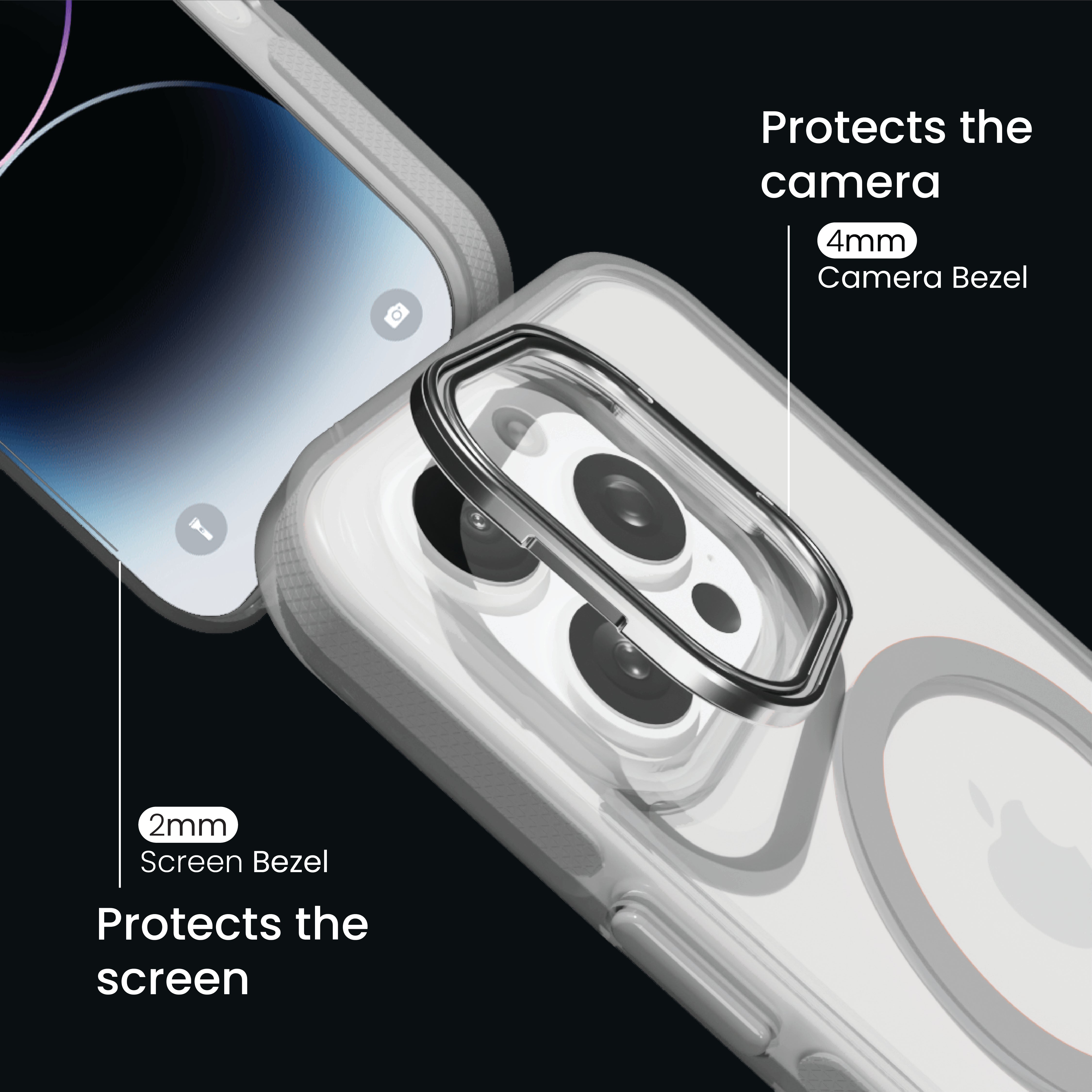 Basics - iPhone 15 Pro Cover - Clear Kickstand