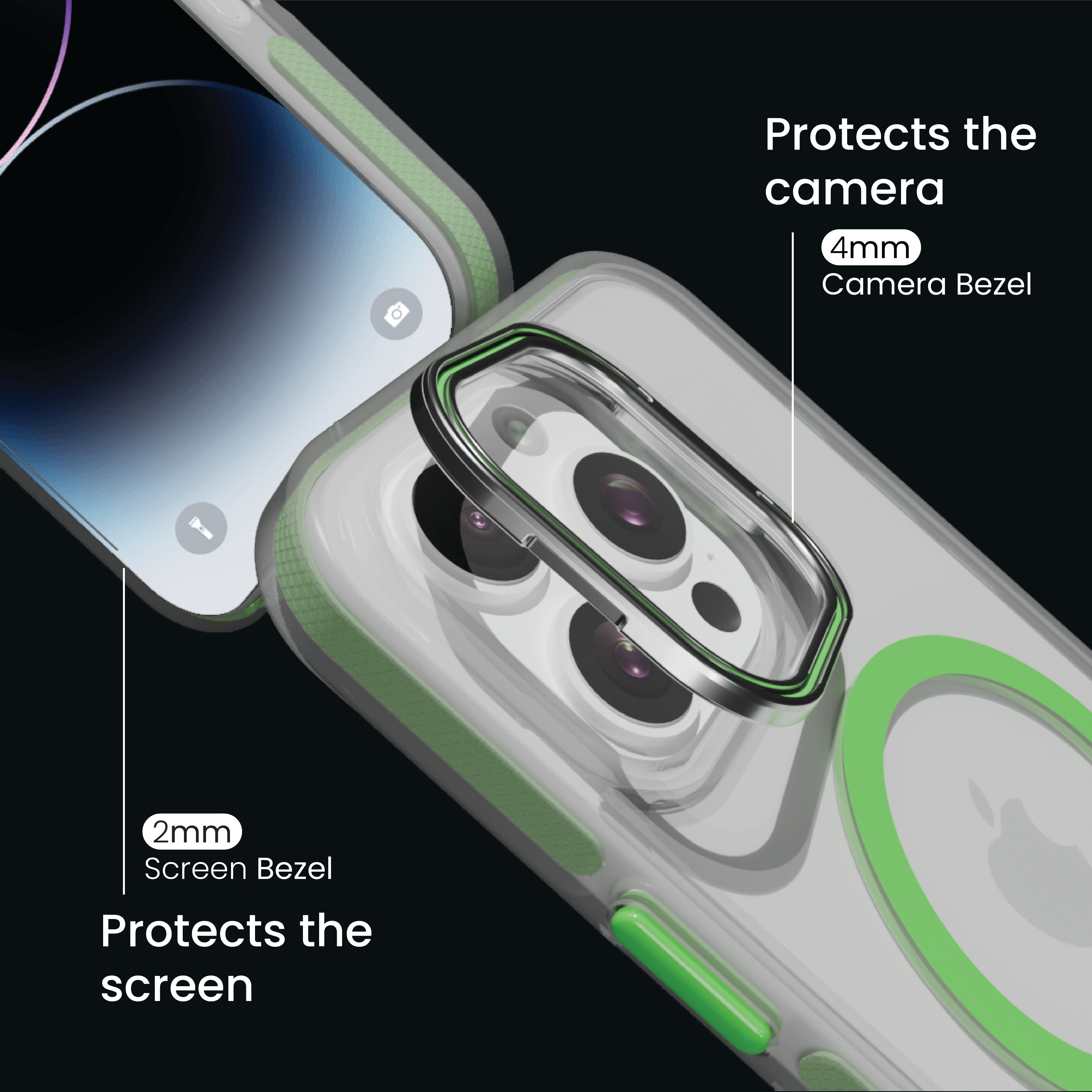 Basics - iPhone 15 Pro Max Cover - Clear Kickstand