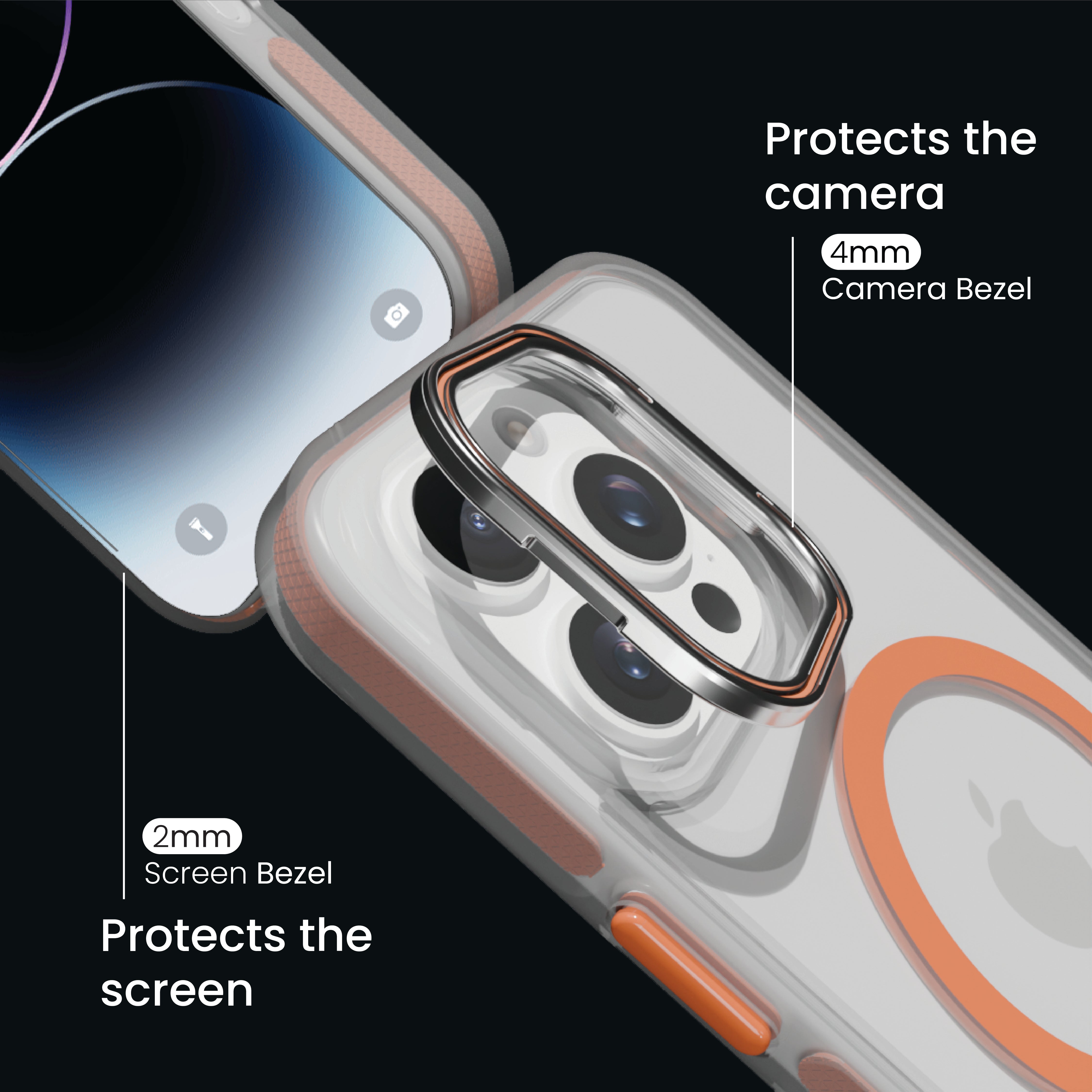 Basics - iPhone 15 Pro Cover - Clear Kickstand