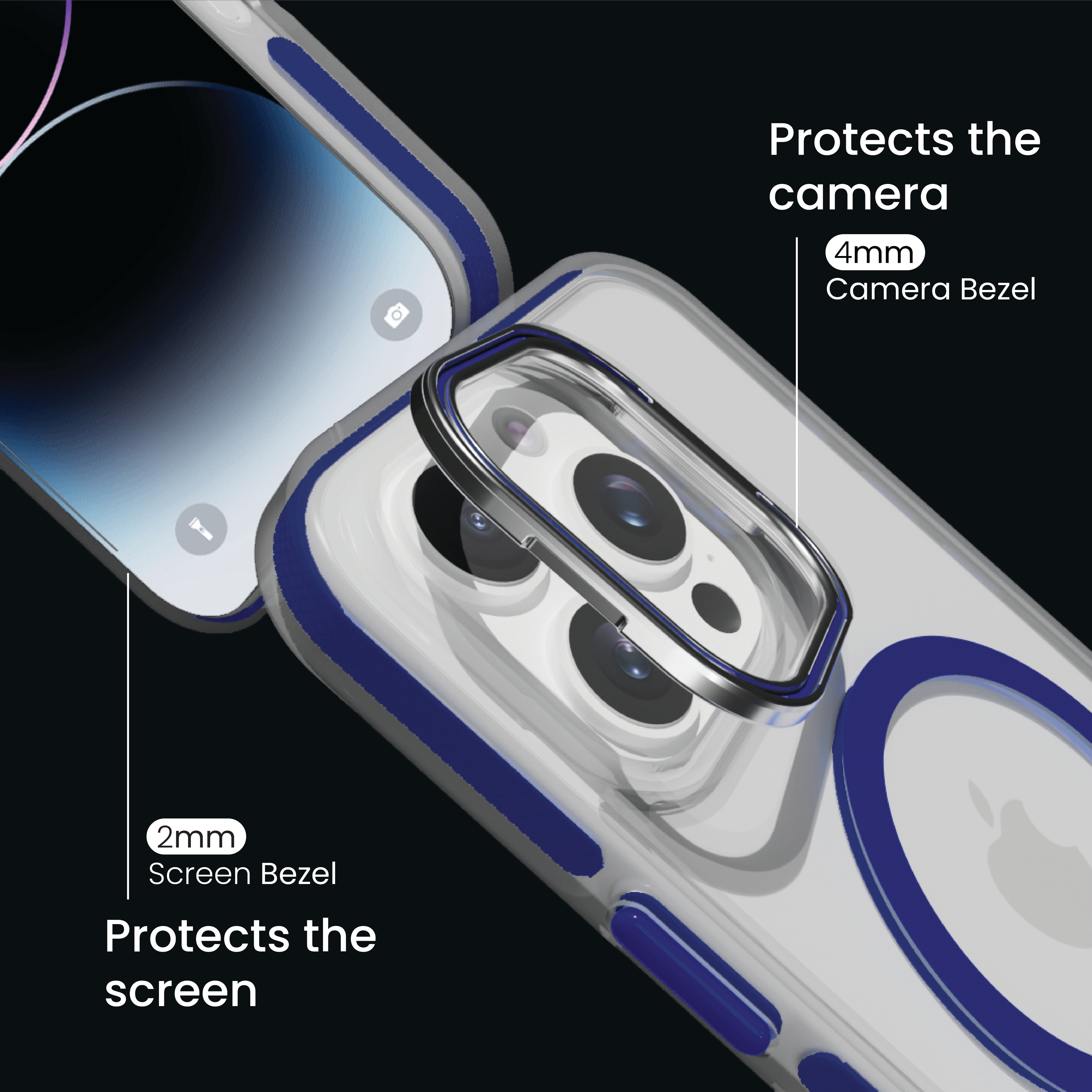 Basics - iPhone 15 Pro Max Cover - Clear Kickstand