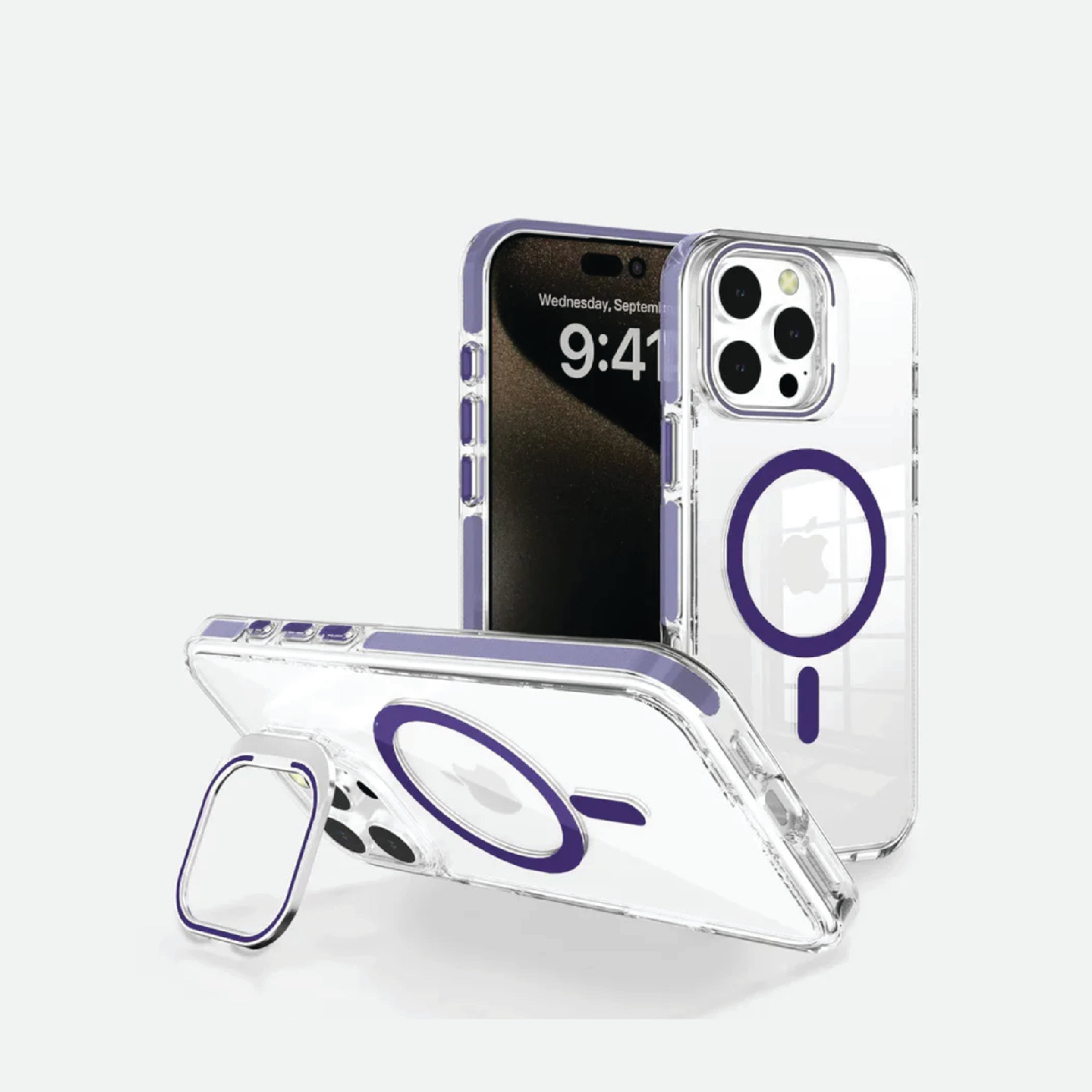 Basics - iPhone 15 Pro Cover - Clear Kickstand