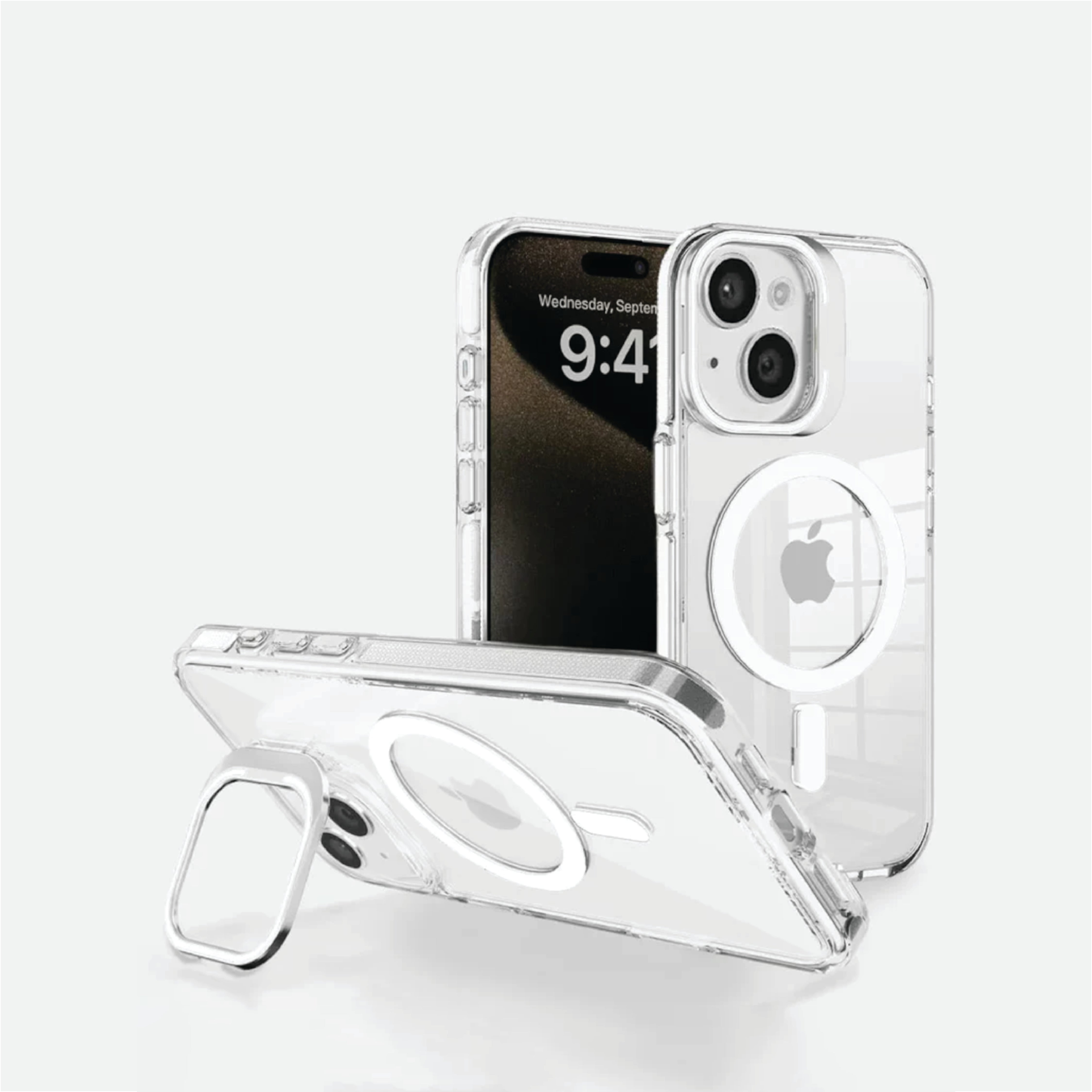 Basics - iPhone 14 Cover - Clear Kickstand