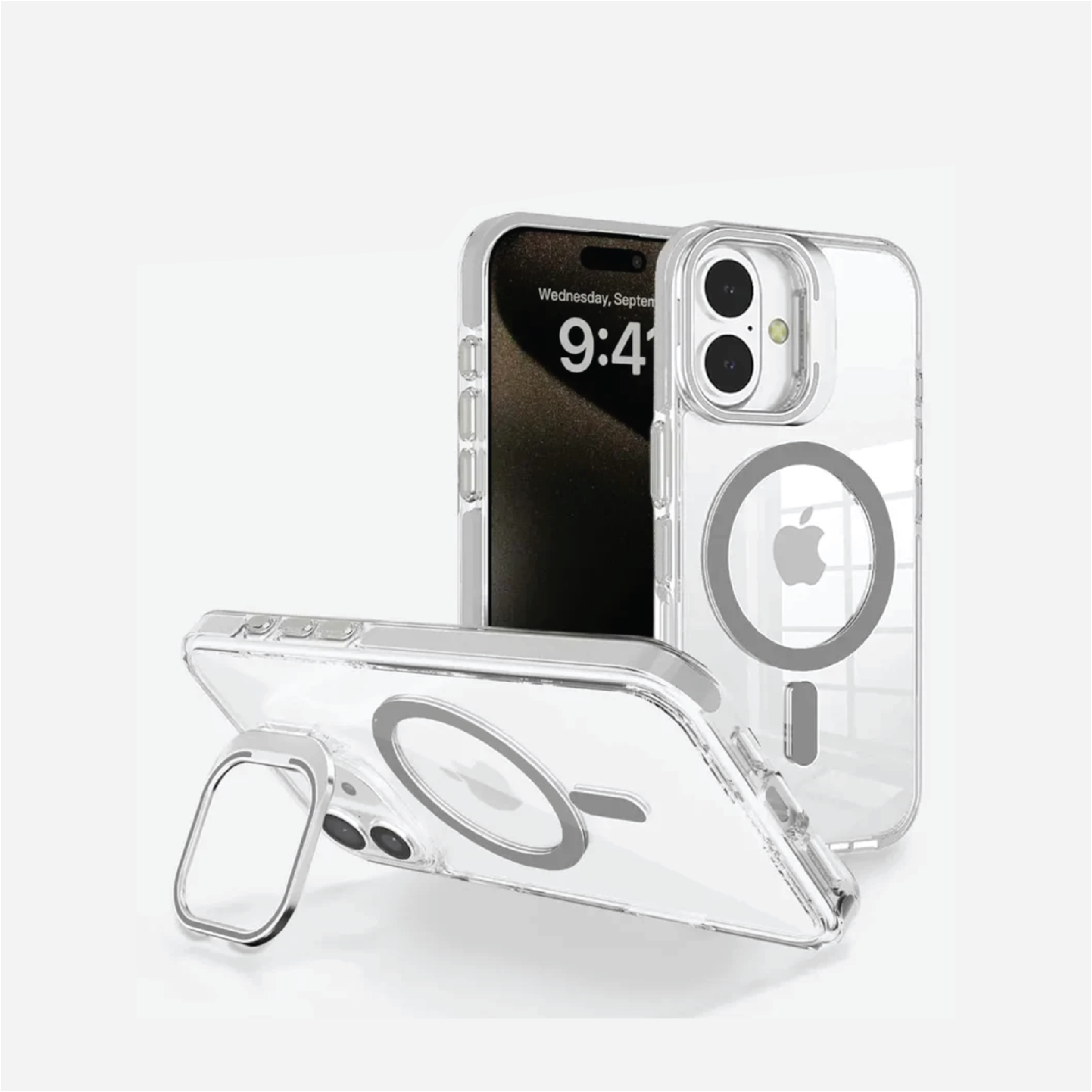 Basics - iPhone 16 Cover - Clear Kickstand