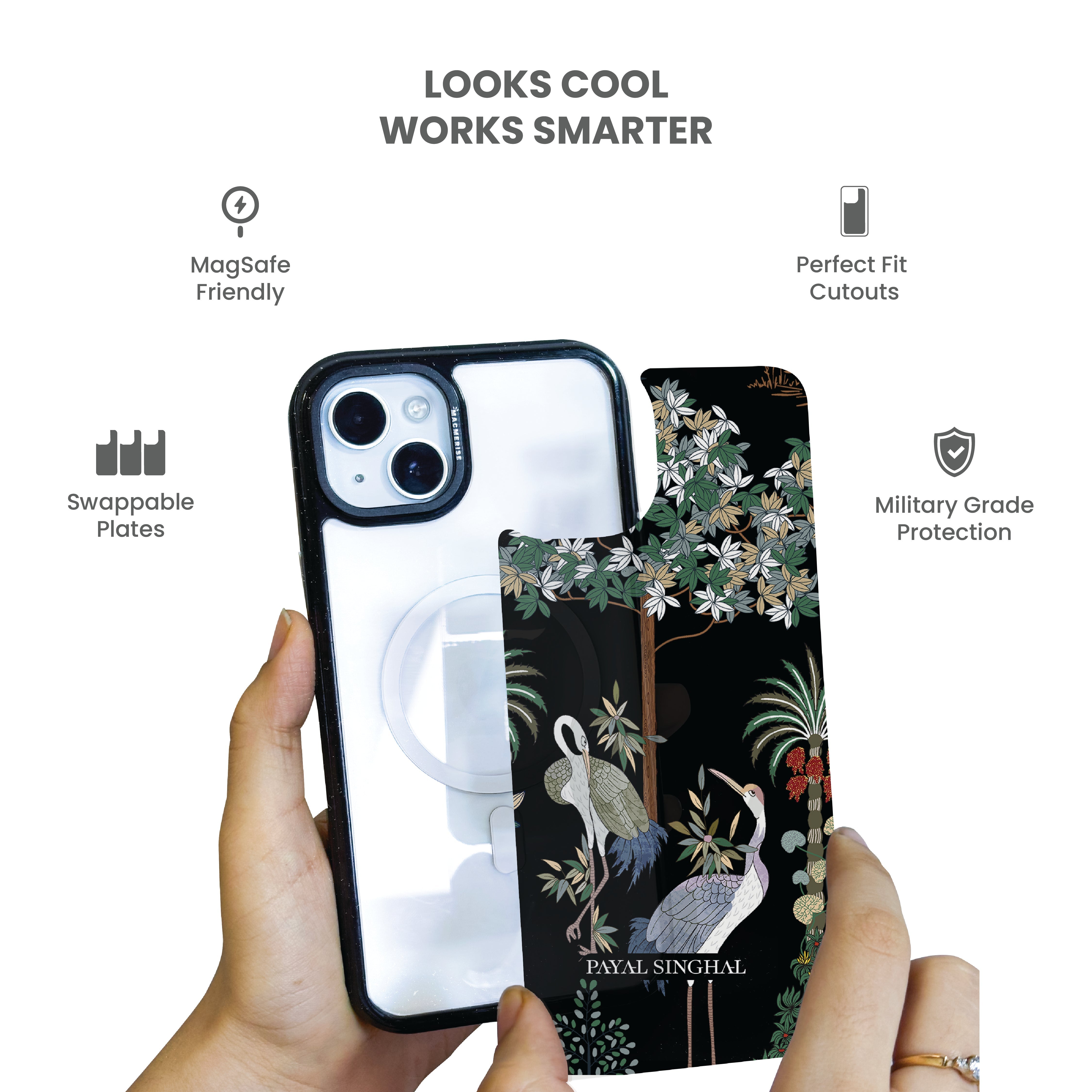Payal Singhal Black Crane - iPhone 15 Plus Cover - Situationship