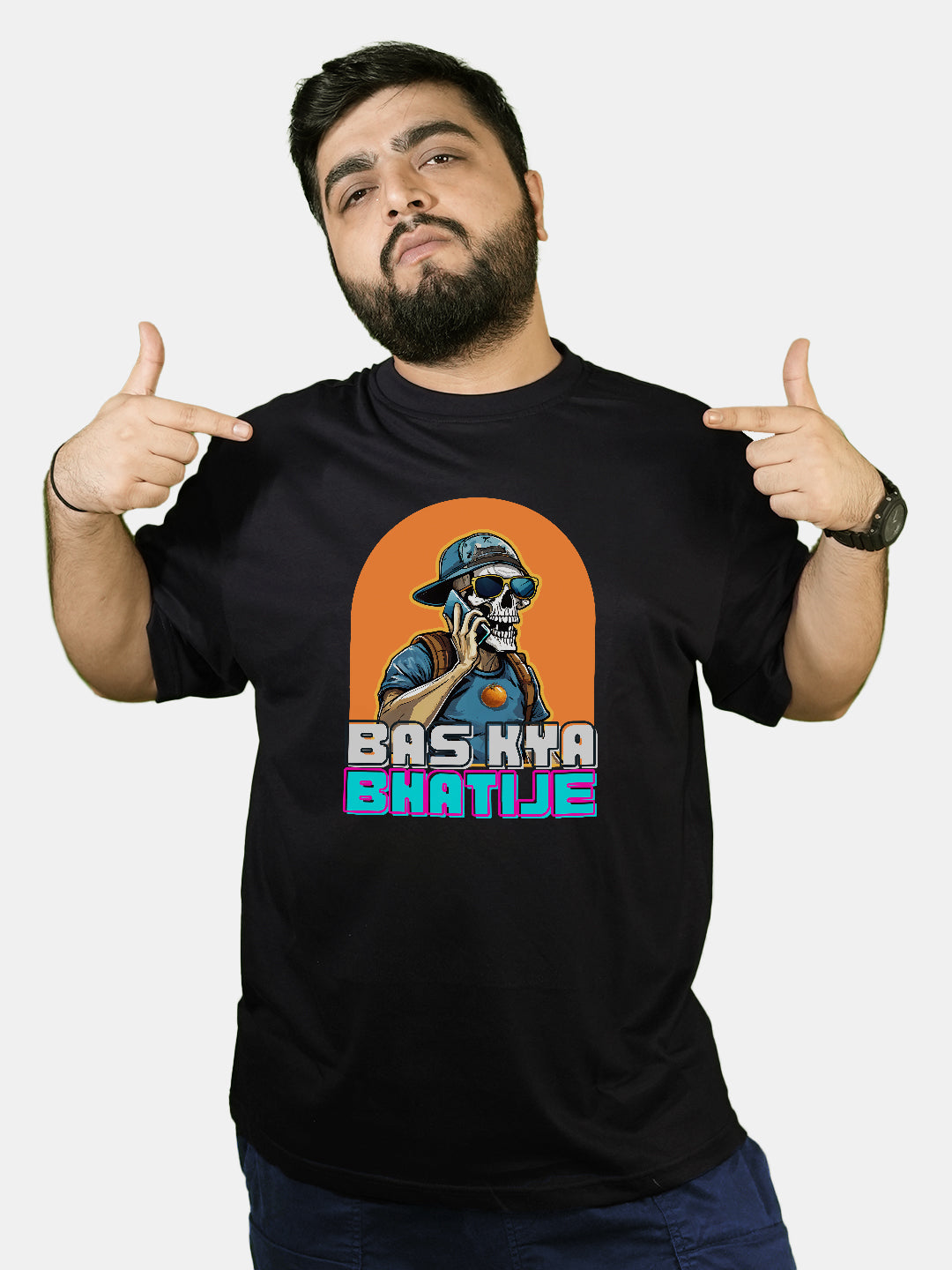 Bas Kya Bhatije - Mens Oversized T-Shirt Black