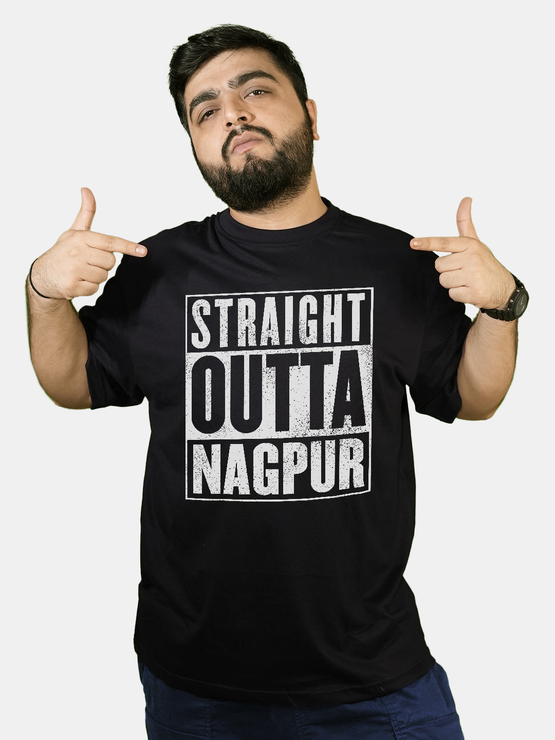 Straight Outta Nagpur - Mens Oversized T-Shirt Black