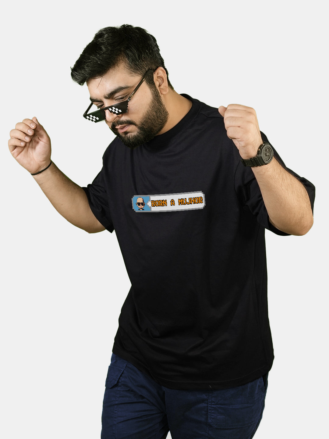 Born a Mujhor - Mens Oversized T-Shirt Black