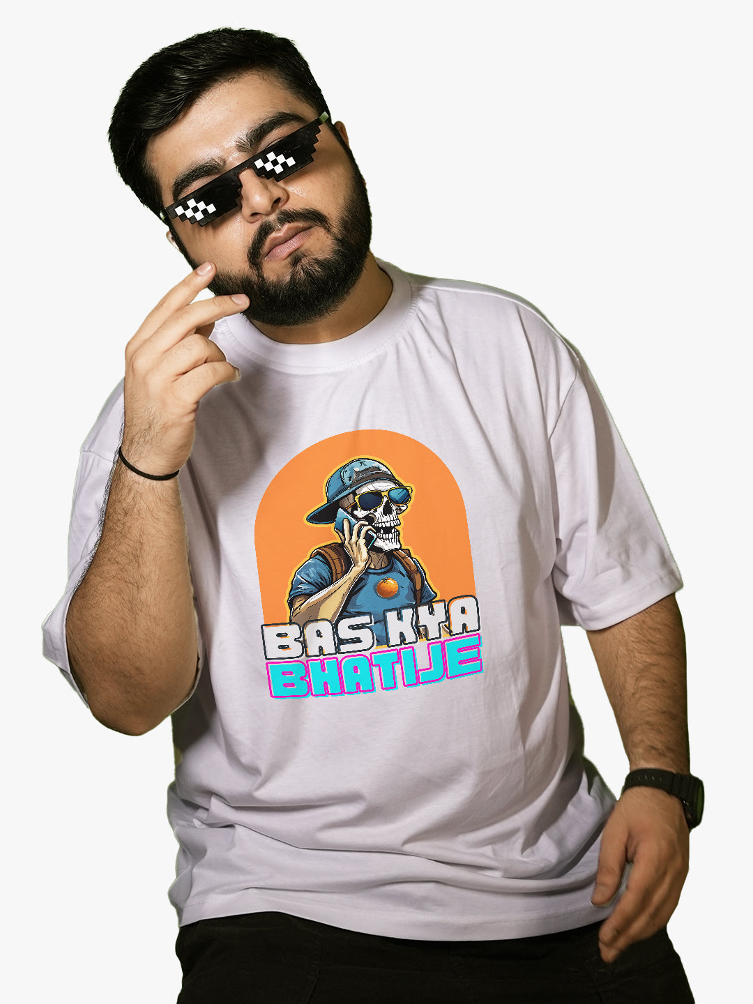 Bas Kya Bhatije - Mens Oversized T-Shirt White
