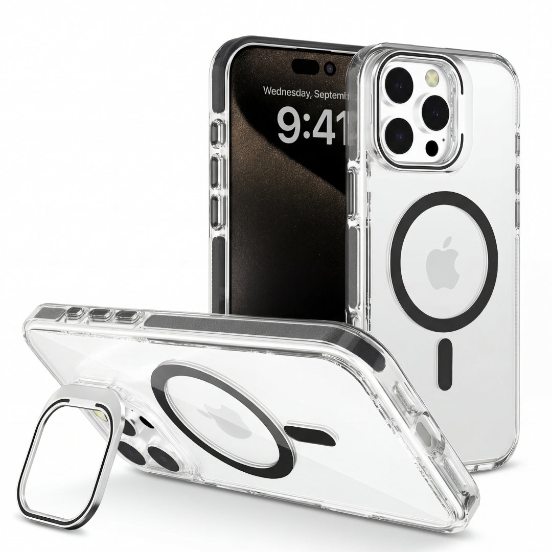Clear Kickstand iPhone Case for iPhone 16 Pro Max Black | Macmerise