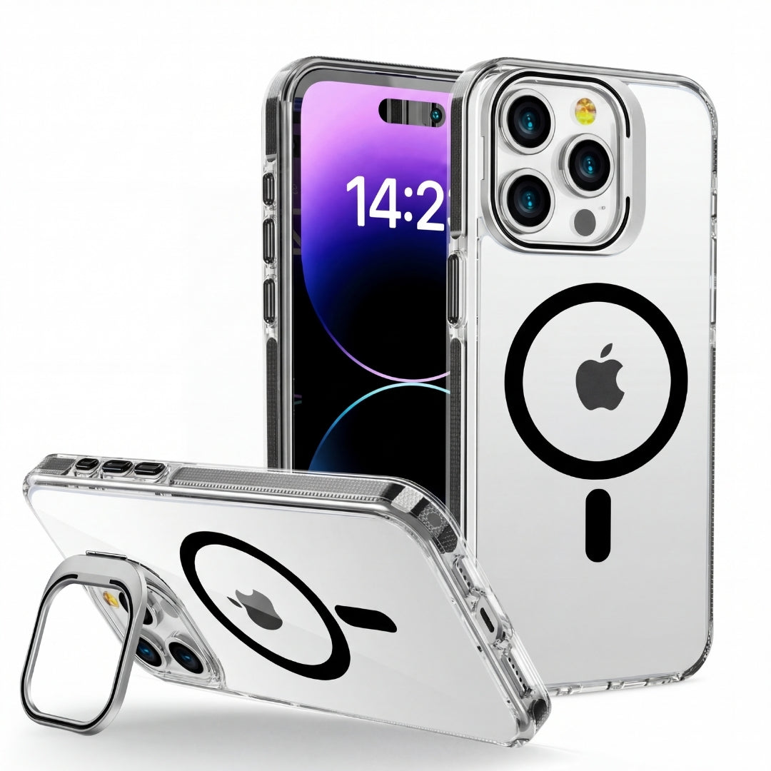 Clear Kickstand iPhone Case for iPhone 15 Pro Black | Macmerise