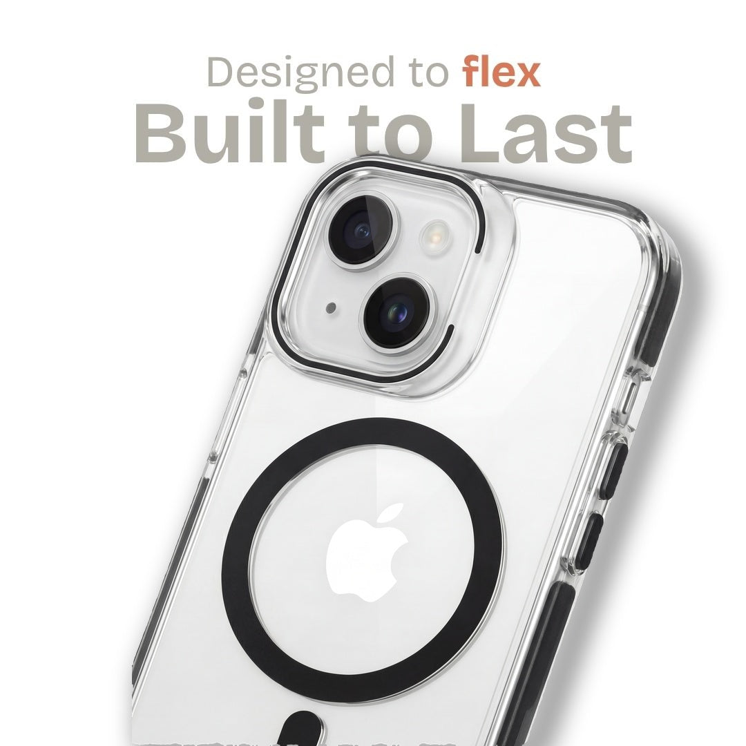 Clear Kickstand iPhone Case for iPhone 15 Plus Black | Macmerise