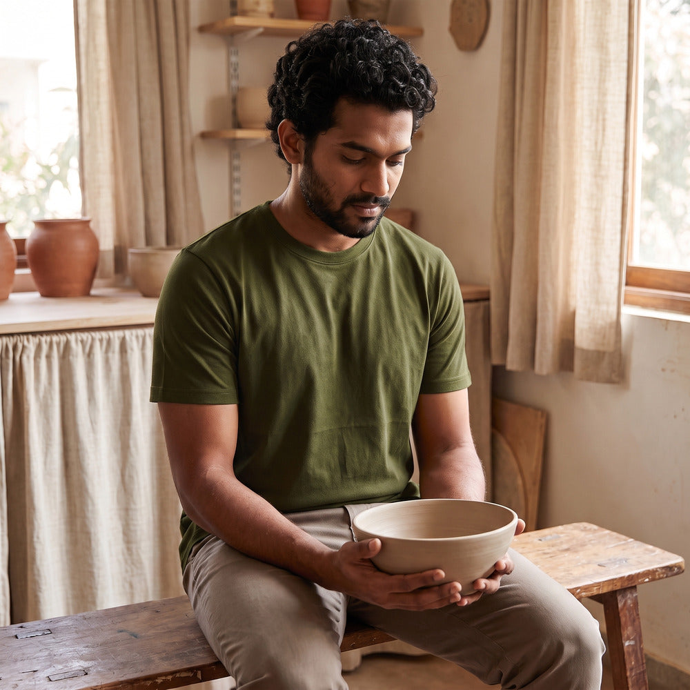 Classic Olive Green Unisex T-Shirt - back view | Macmerise