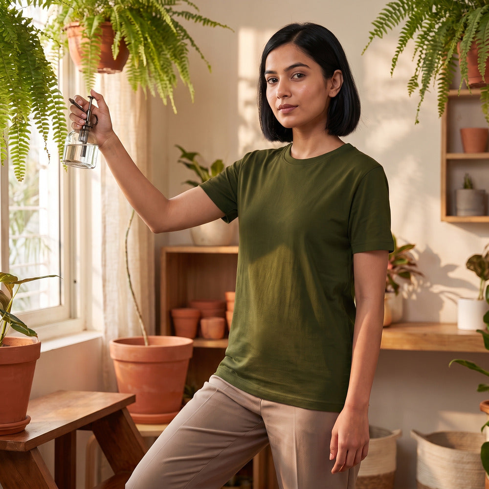 Classic Olive Green Unisex T-Shirt - detail view | Macmerise