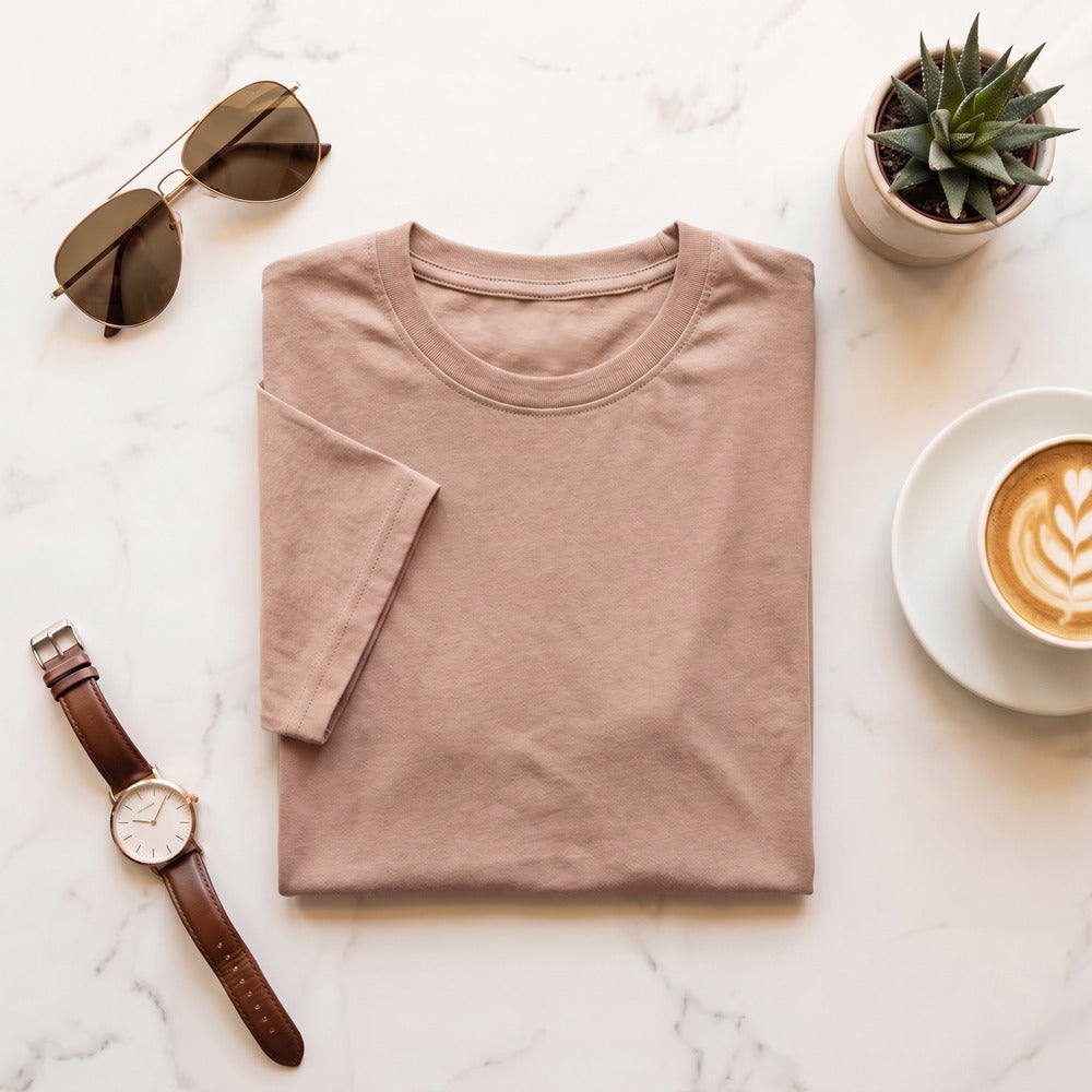 Classic Pearl Pink Unisex T-Shirt - detail view | Macmerise