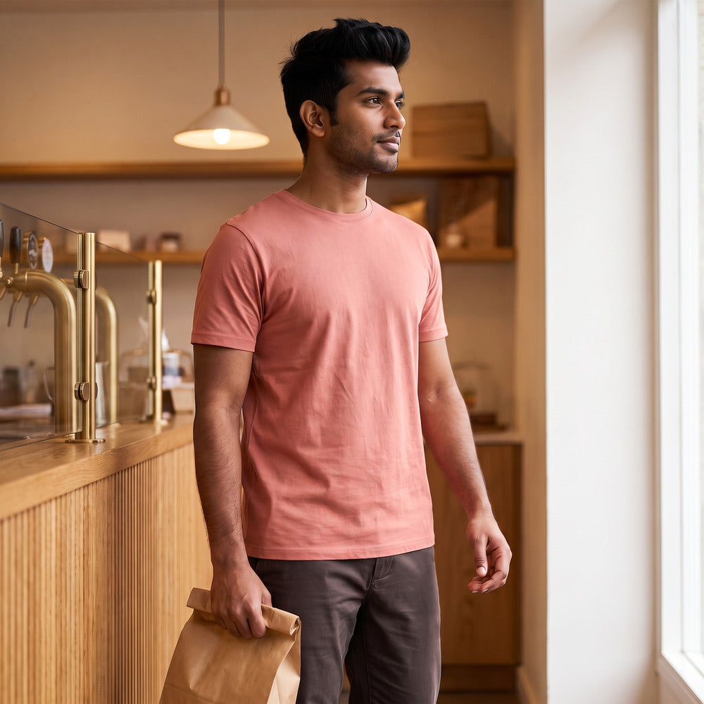 Classic Salmon Pink Unisex T-Shirt - back view | Macmerise