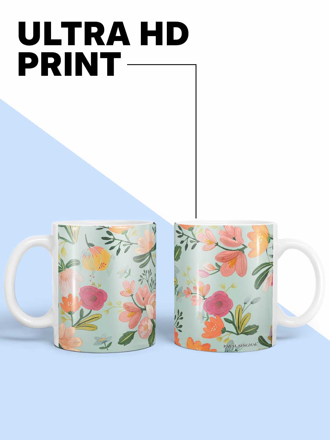 Payal Singhal Aqua Handpainted Flower - Coffee Mug