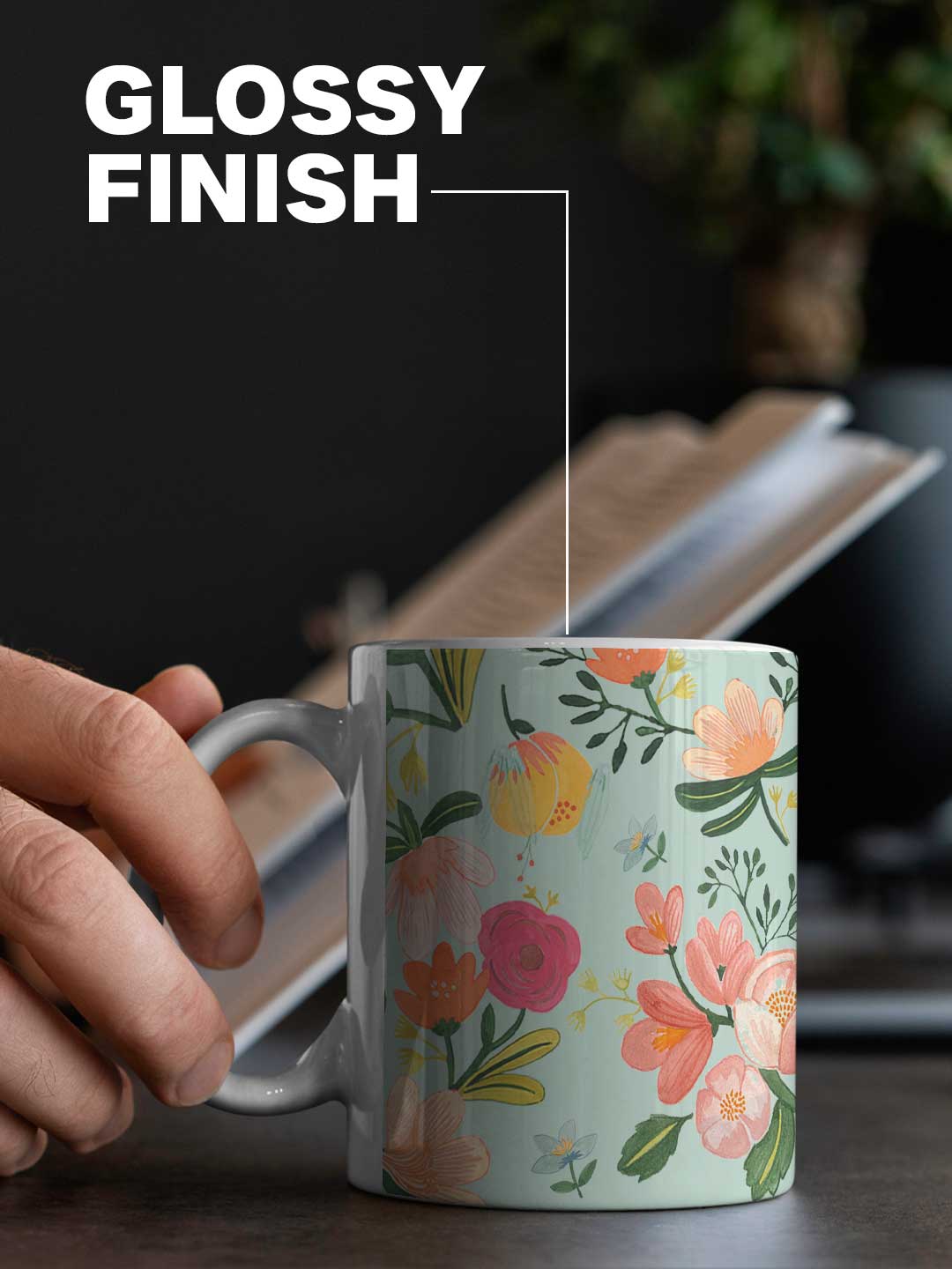 Payal Singhal Aqua Handpainted Flower - Coffee Mug