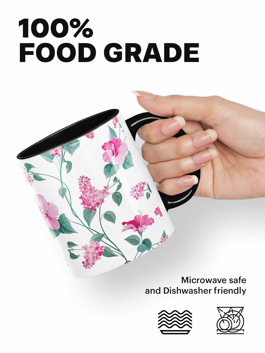 SK Hibiscus Blush Black - Coffee Mug