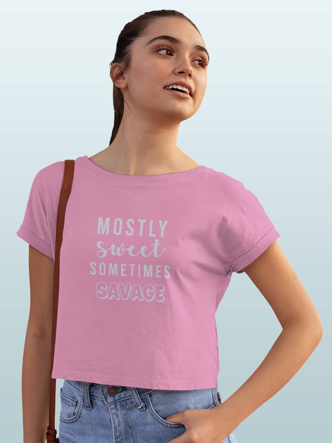 Sweet and Savage - Womens Crop Top Baby Pink Small