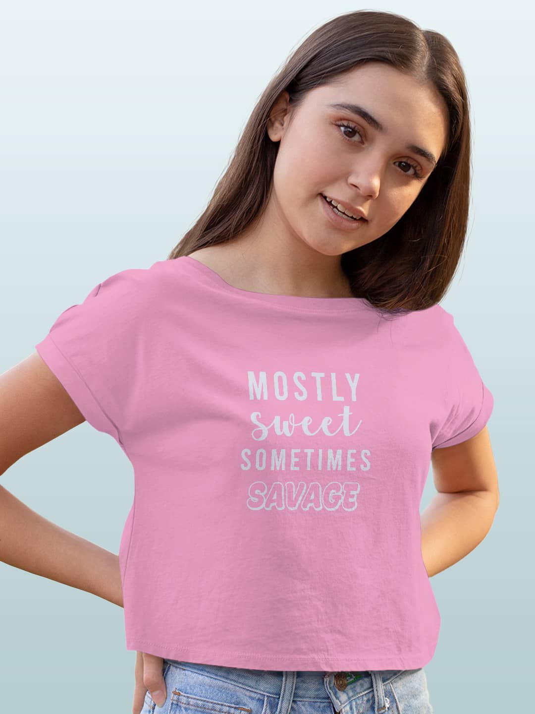 Sweet and Savage - Womens Crop Top Baby Pink Small