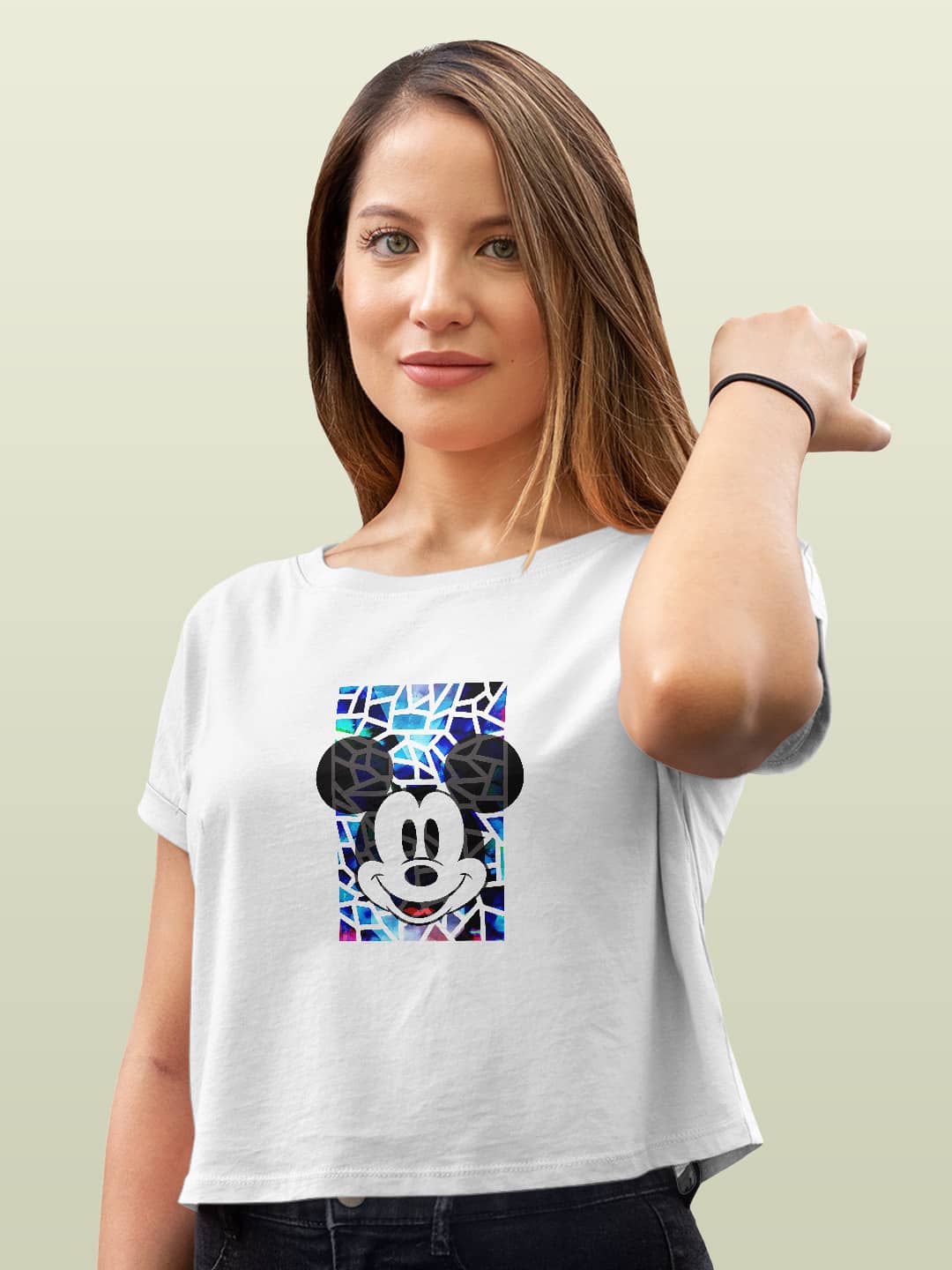 Mickey Mosaic - Womens Crop Top White XXL