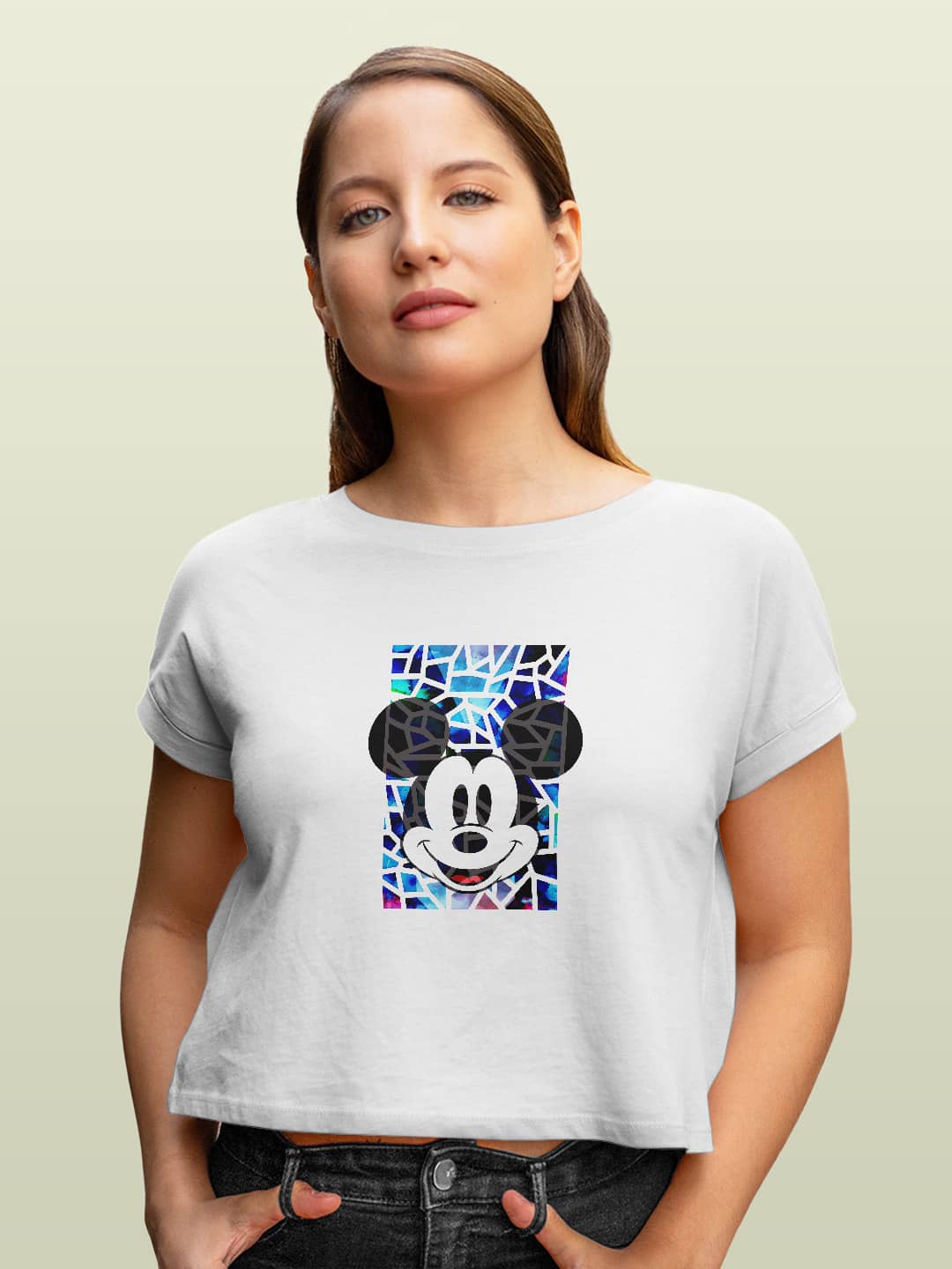 Mickey Mosaic - Womens Crop Top White XXL