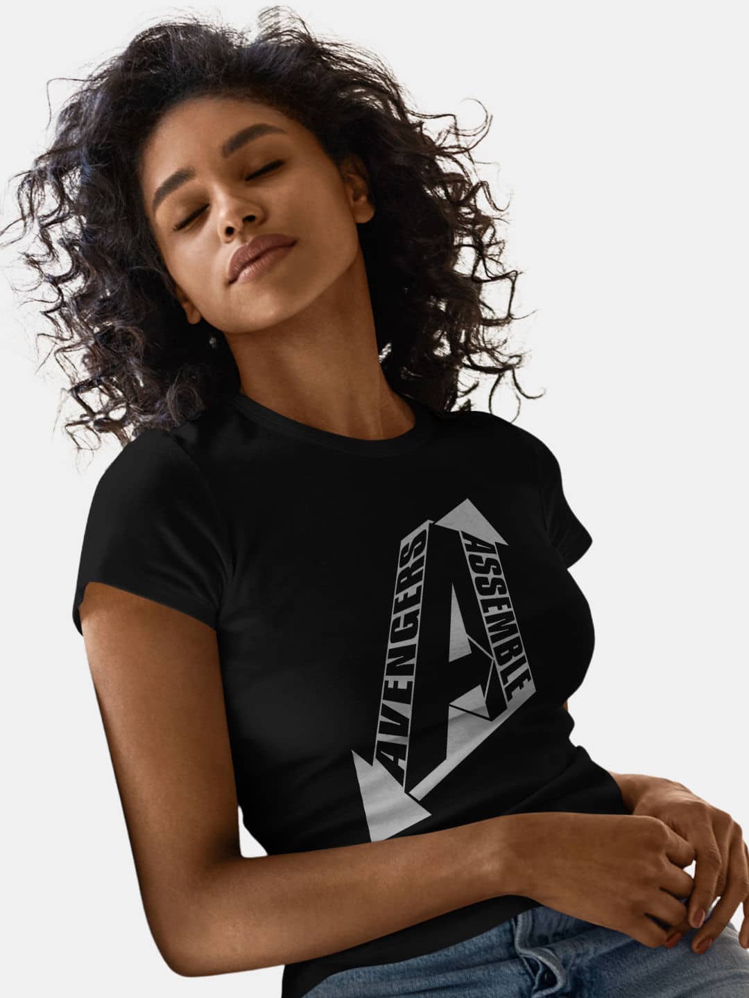 Avengers Assemble Emblem - Womens T-Shirt Black Large