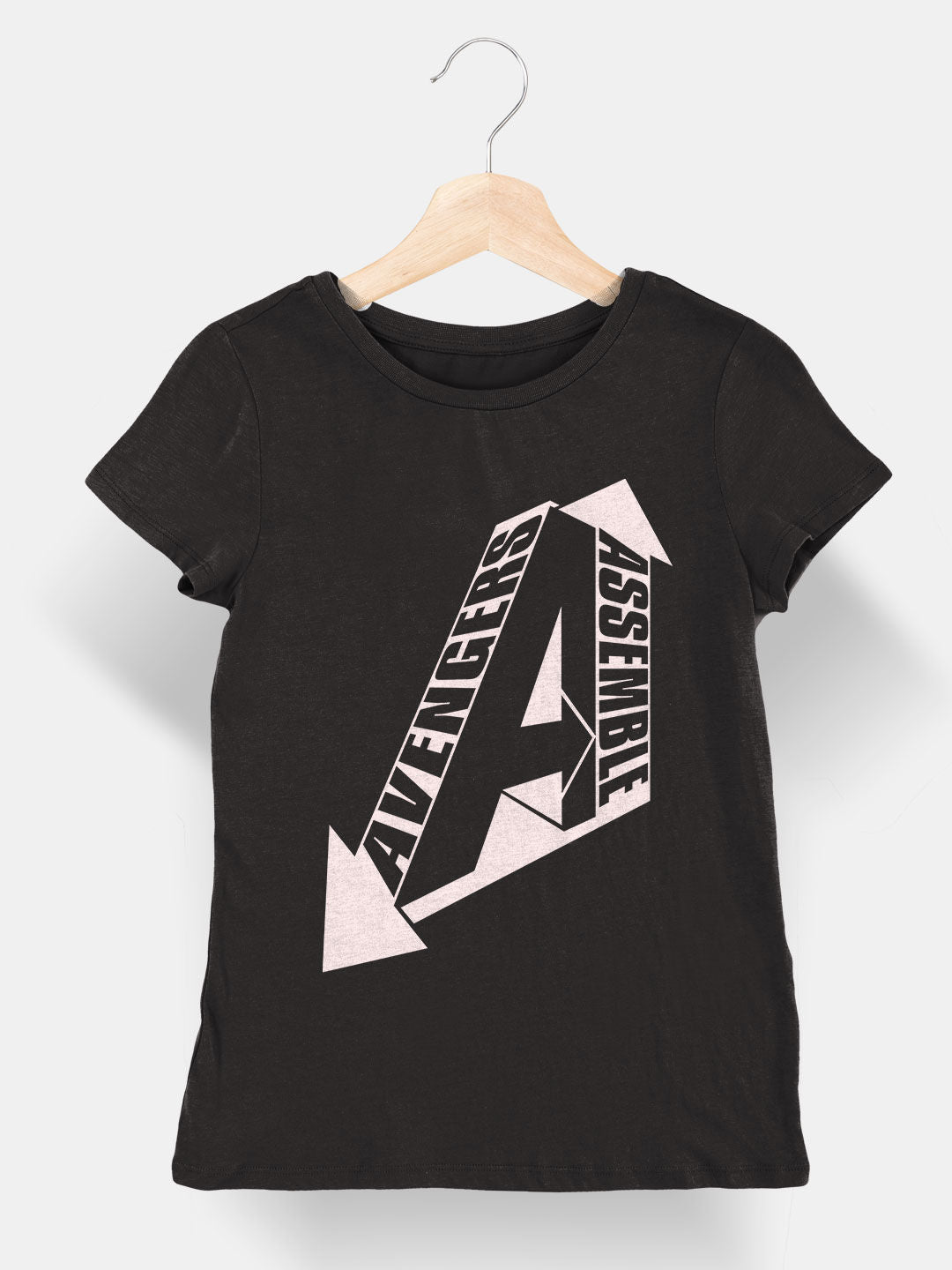 Avengers Assemble Emblem - Womens T-Shirt Black Large