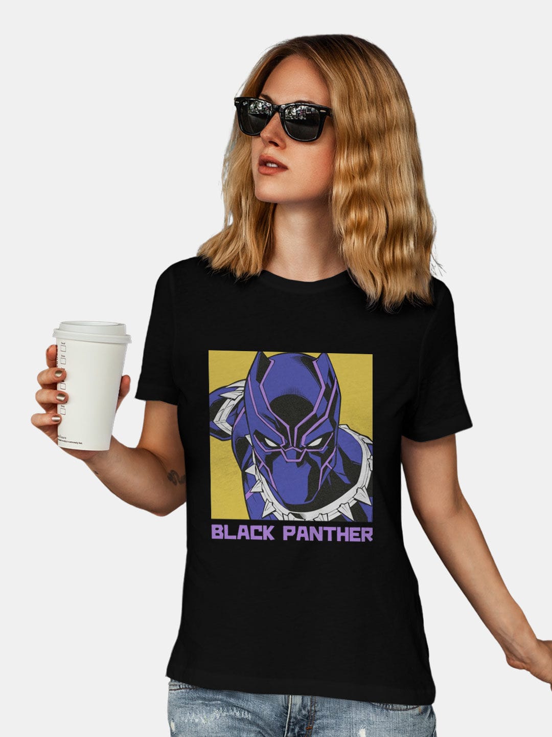 Comic Black Panther - Womens T-Shirt Black Medium
