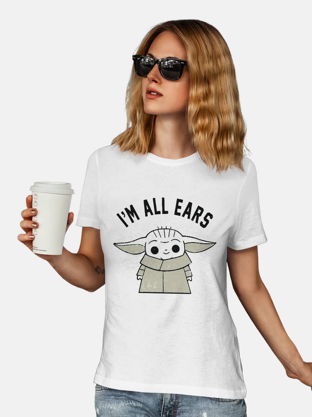 Grogus All Ears - Womens T-Shirt White Medium