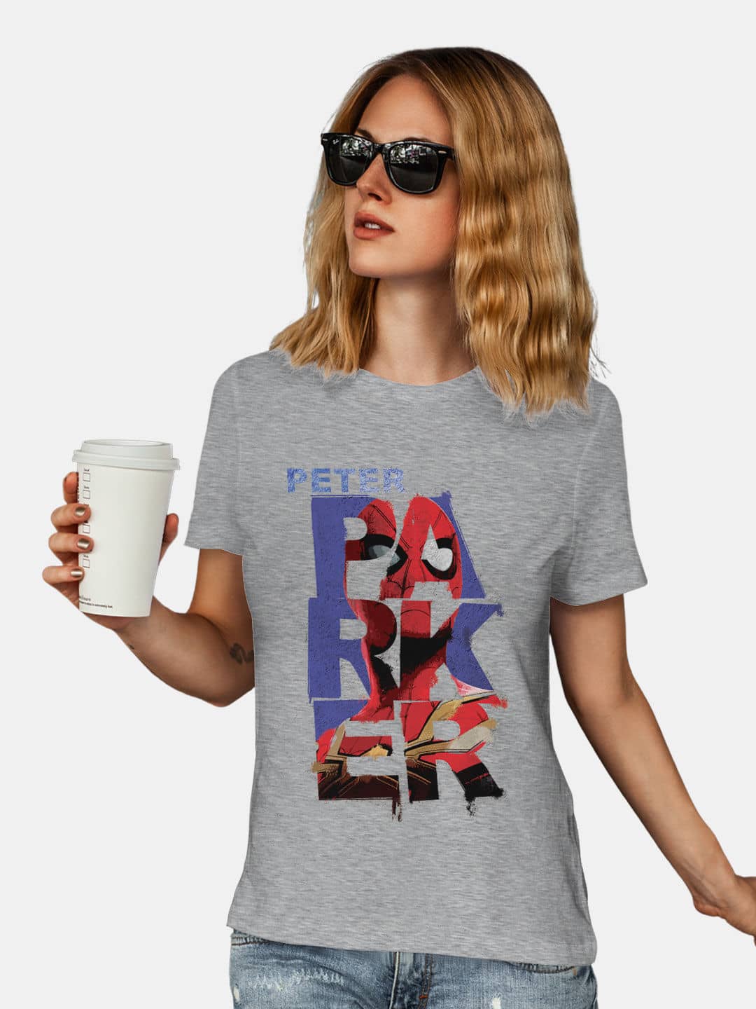 Peter Parker Grunge - Womens T-Shirt Grey Melange Medium