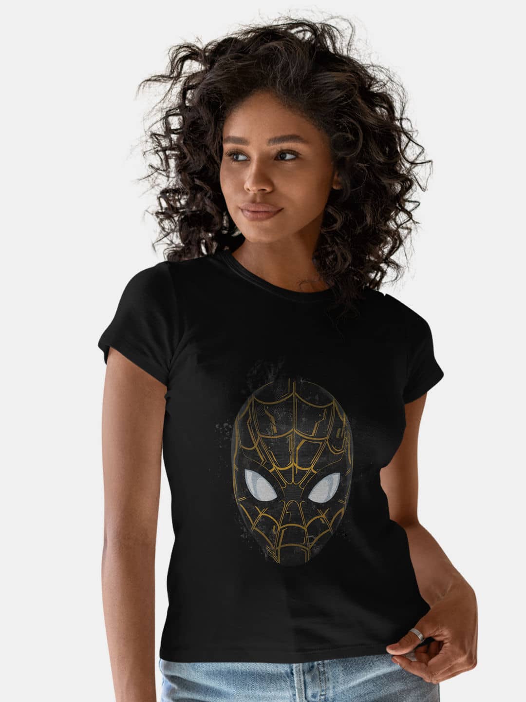 spideyblackandgold-womenst-shirt-black-small