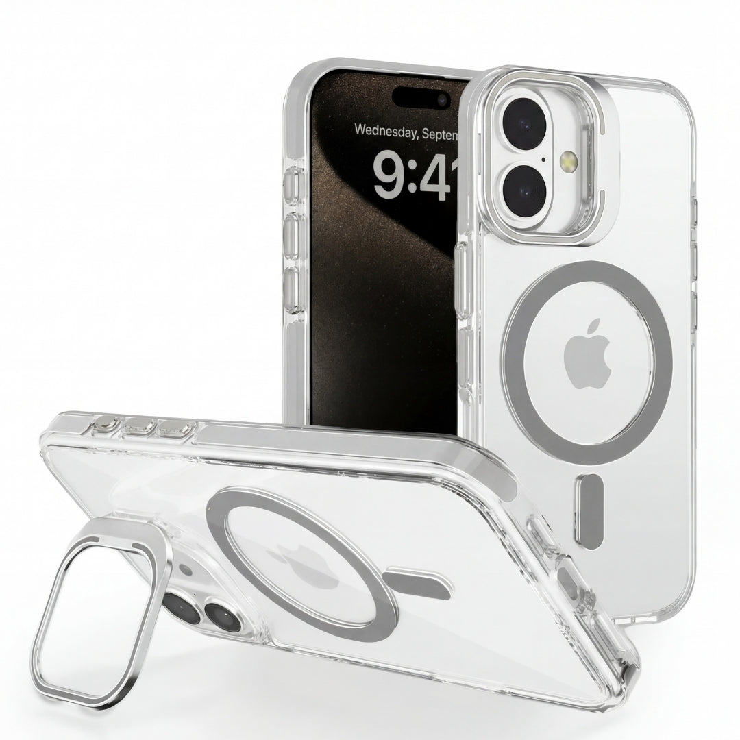 Clear Kickstand iPhone Case for iPhone 16 Grey | Macmerise