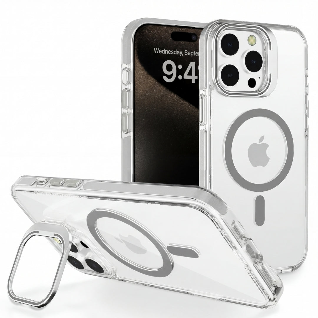 Clear Kickstand iPhone Case for iPhone 15 Pro Grey | Macmerise