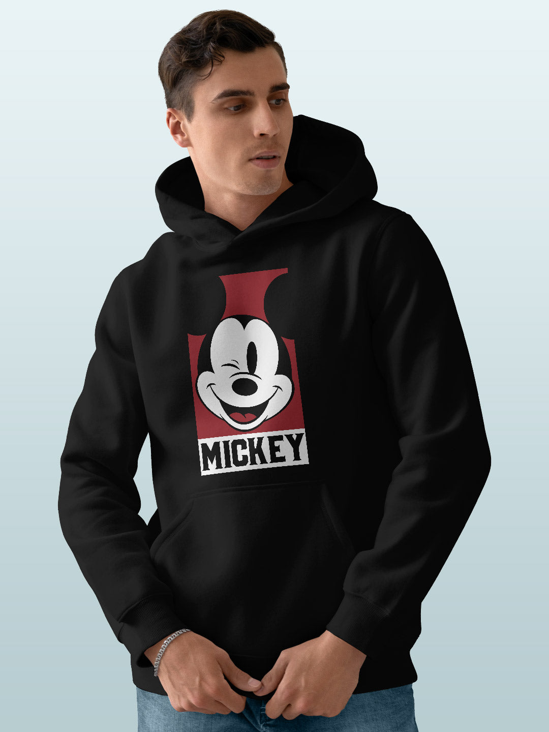 Mickey Mouse Portrait - Mens Hoodie Black Small